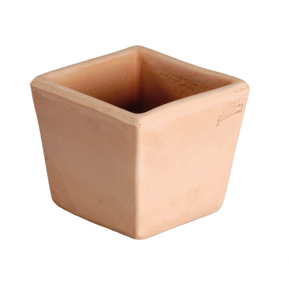 Pot carré lisse en terre cuite L. 12 x l. 12cm