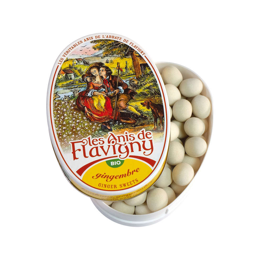 Bonbon Anis de Flavigny: boite ovale 50g gingembre bio