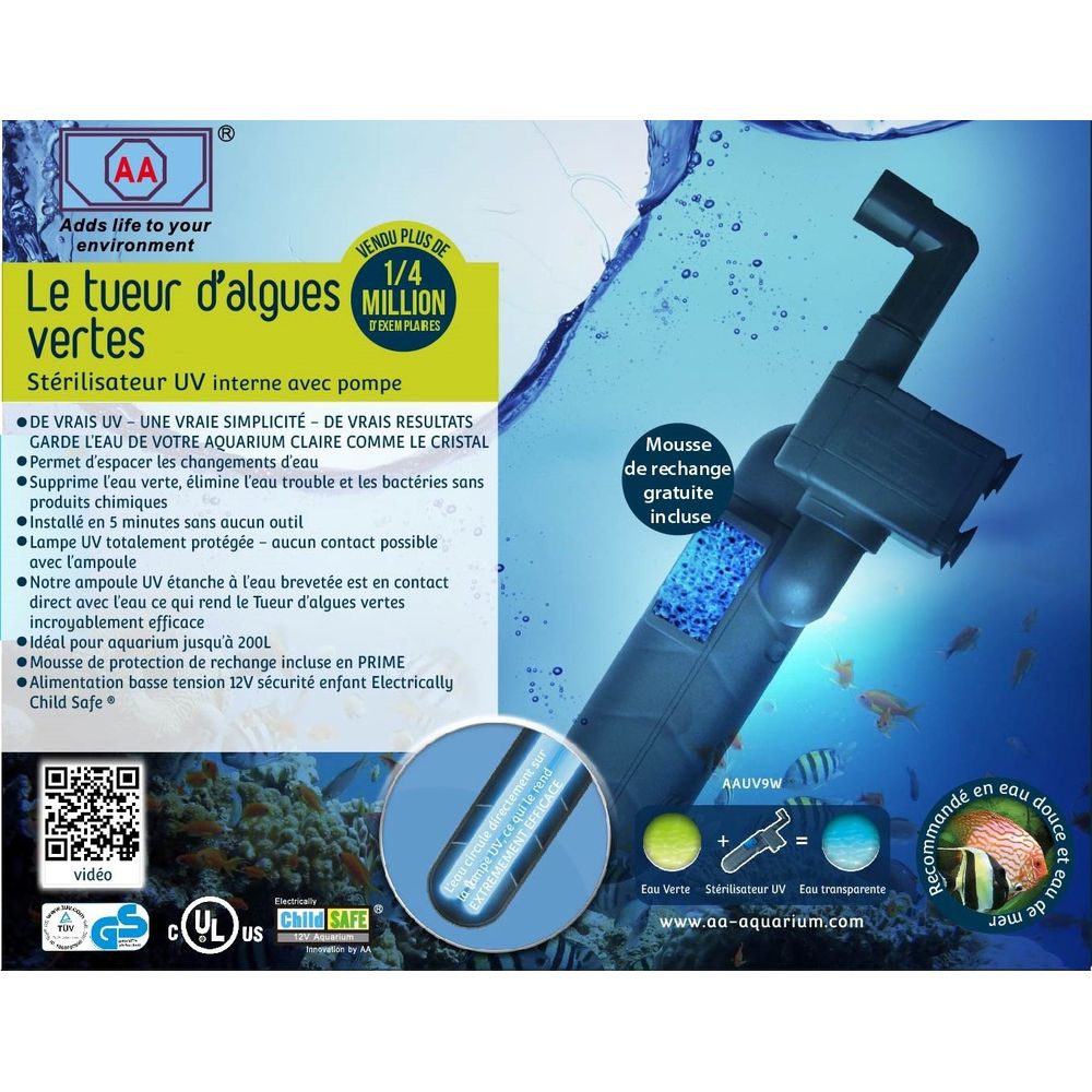 Stérilisateur UV 13W Pour Aquarium - Submersible, Anti-Algues Et Bactéries - Pour Bassin Et Étang