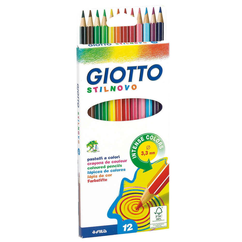 Crayons De Couleurs Giotto Stilnovo X 12 Dans Etui Avec Accroche Truffaut