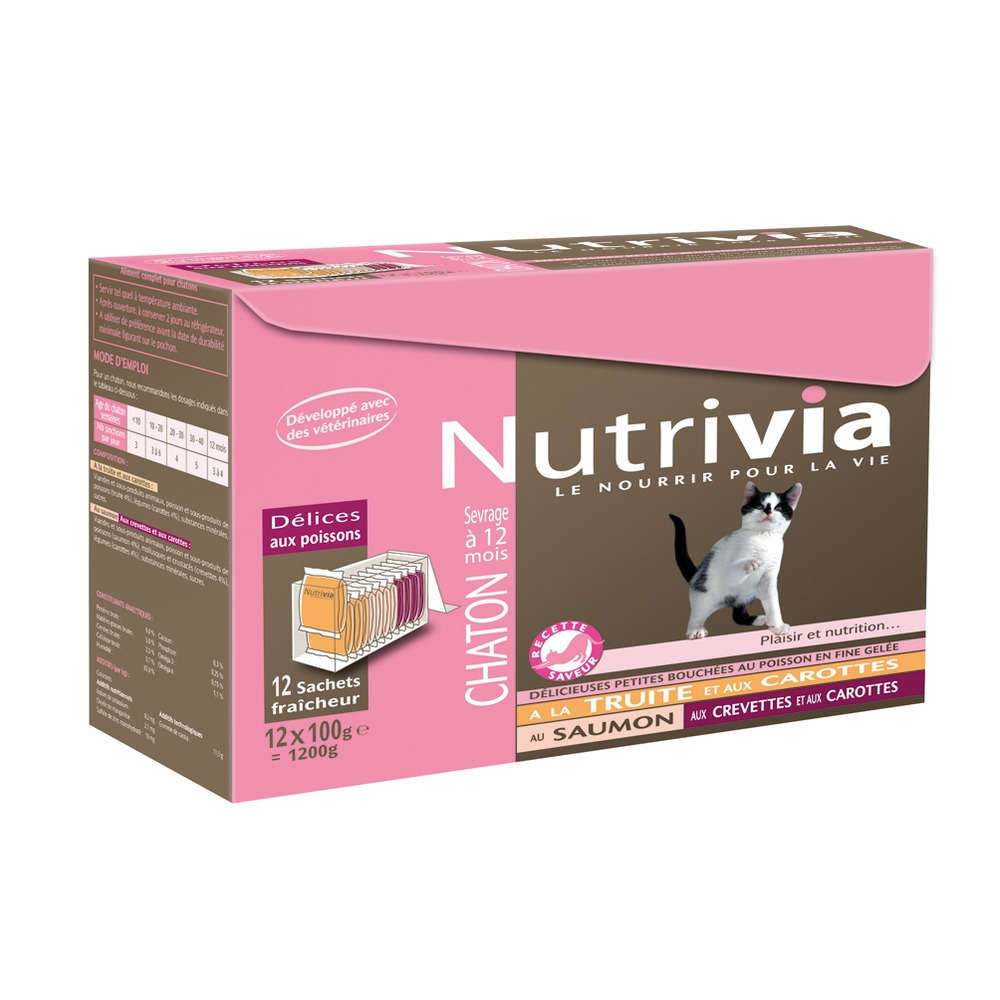 Nutrivia chaton : 12 sachets aux poissons