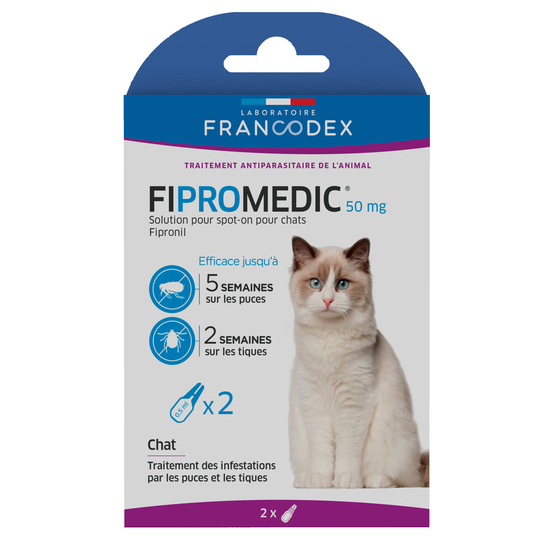 Fipromedic 50mg pour chat : 2 pipettes de 0,5ml