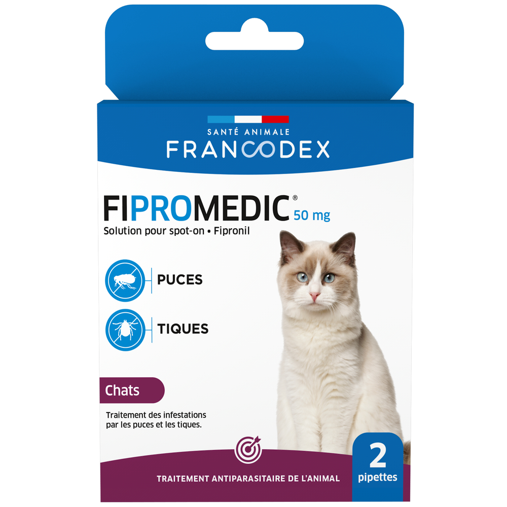 Fipromedic 50mg pour chat : 2 pipettes de 0,5ml