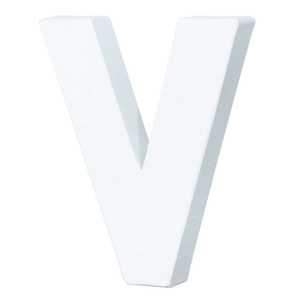 Lettre V, en papier mâché L. 12 cm