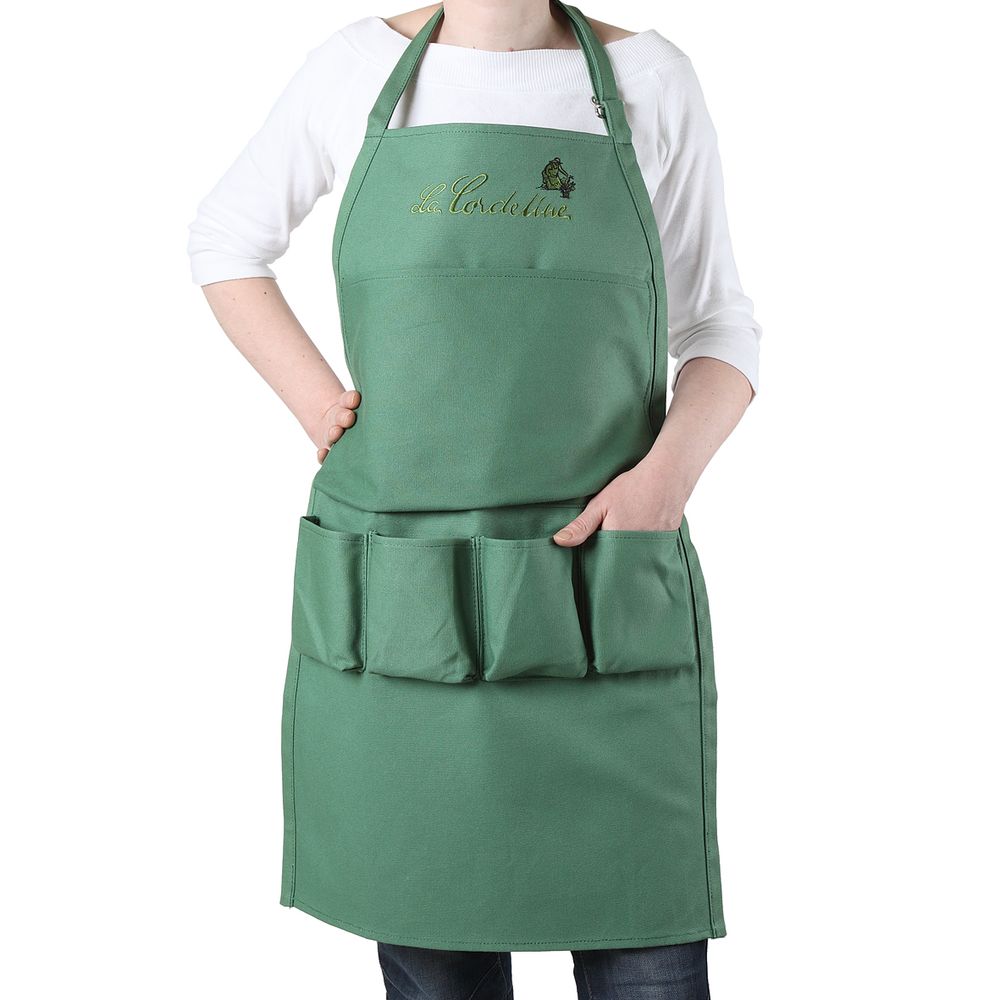 Tablier De Jardinage Imperméable Avec Poches - Tissu Oxford - 118x45 Cm - Vert - Pour Bricolage & Ménage - 12