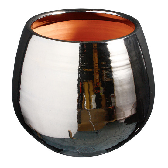 Pot Cancale en terre cuite émaillée, couleur métal Ø 14 cm