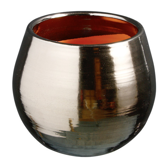 Pot Cancale en terre cuite émaillée, couleur métal Ø 17 cm