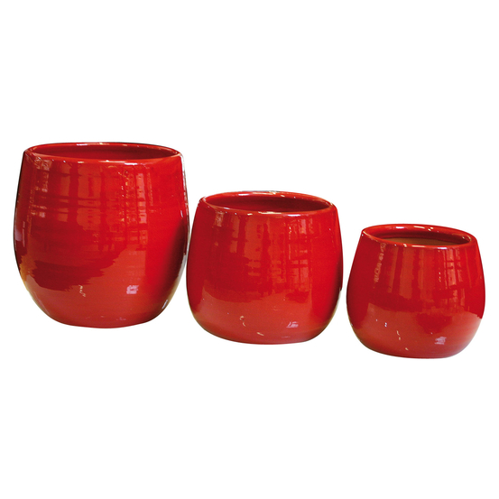 Pot Cancale en terre cuite émaillée, coloris coquelicot Ø 21x21 cm