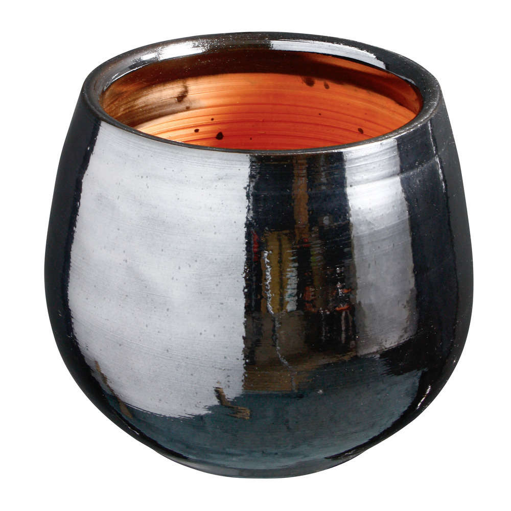 Pot Cancale en terre cuite émaillée, couleur métal Ø 21 cm