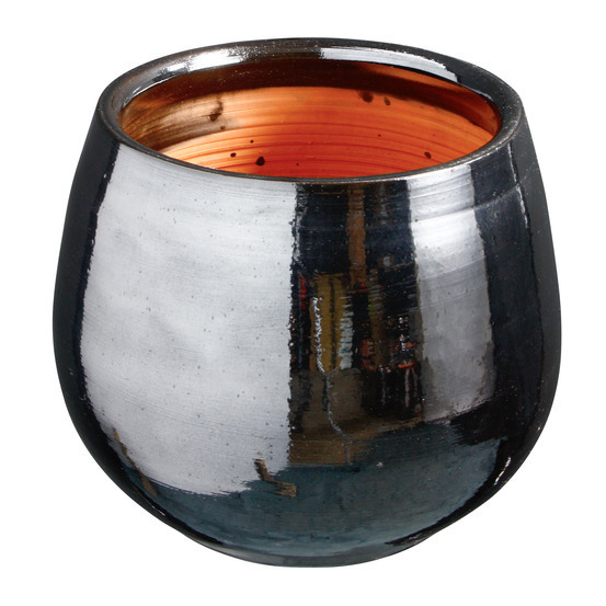 Pot Cancale en terre cuite émaillée, couleur métal Ø 21 cm