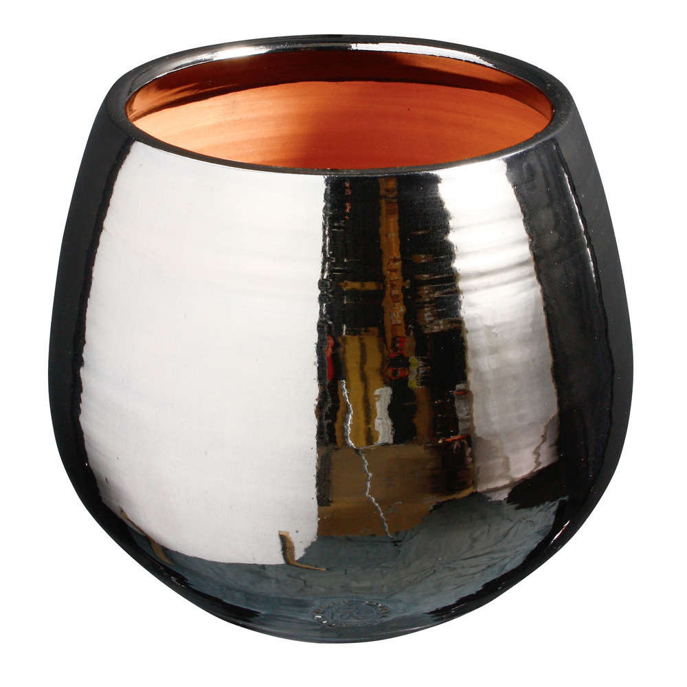 Pot Cancale en terre cuite émaillée, couleur métal Ø 25 cm