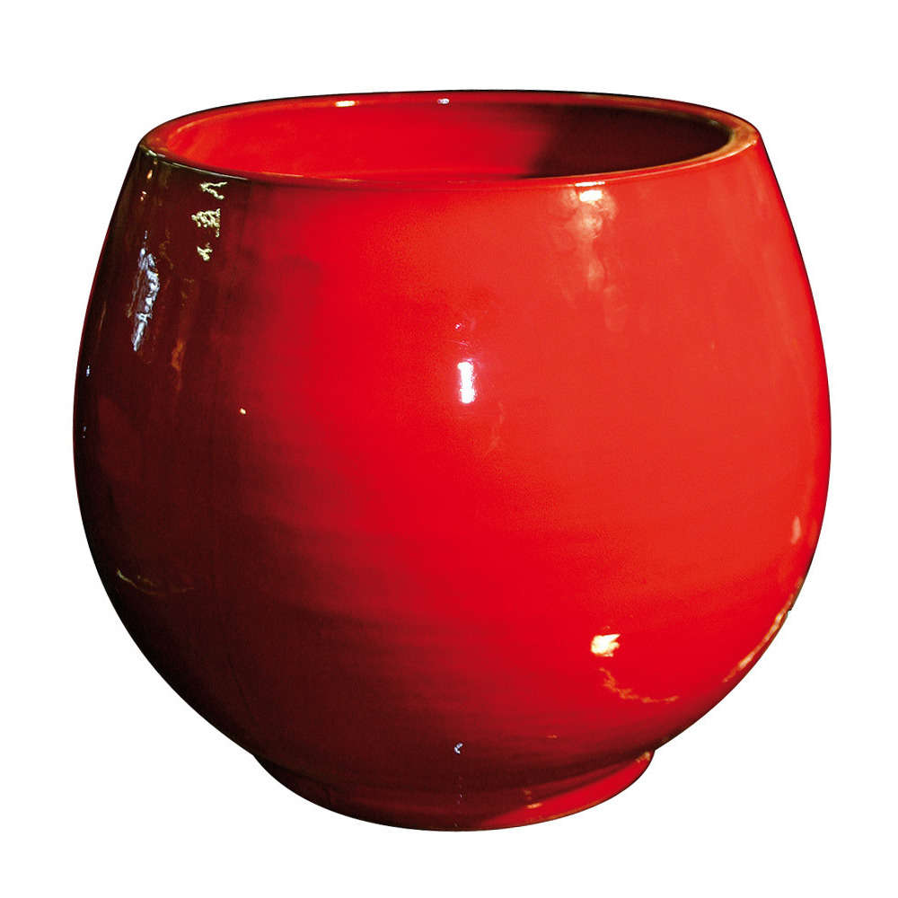 Pot Bahia en terre cuite émaillée, coloris coquelicot Ø 25 x H. 31 cm