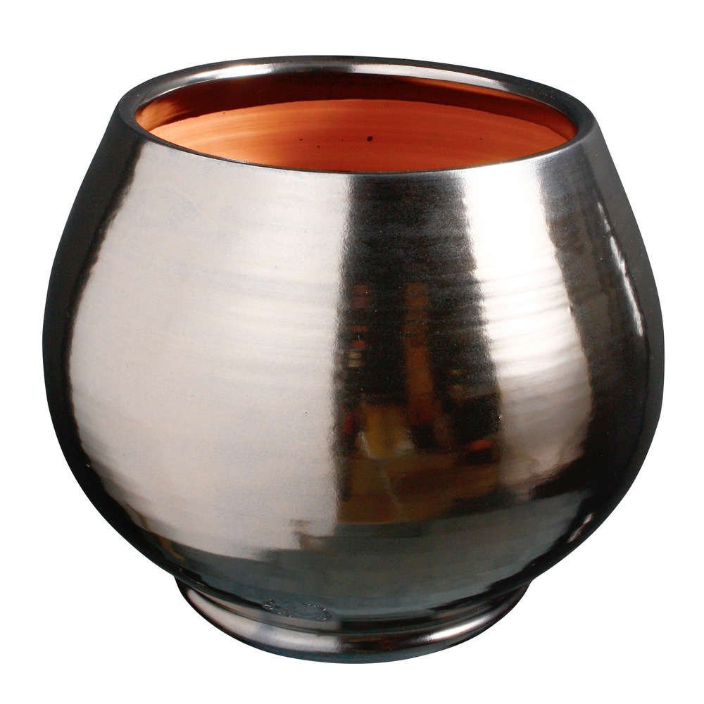 Pot Bahia en terre cuite émaillée, coloris Métal Ø 25 x H. 31 cm