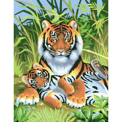 Peinture par n° enfant Tigre : tableau l.25 cm x h.30 cm