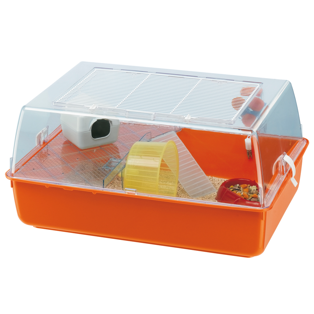 Cage mini Duna pour hamster bac orange Longueur 55 cm Ferplast Truffaut