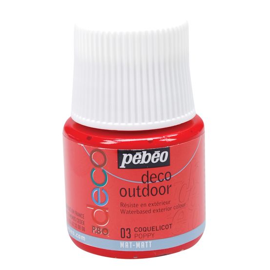 Peinture acrylique extérieure P.Bo deco, 45 ml - Coquelicot
