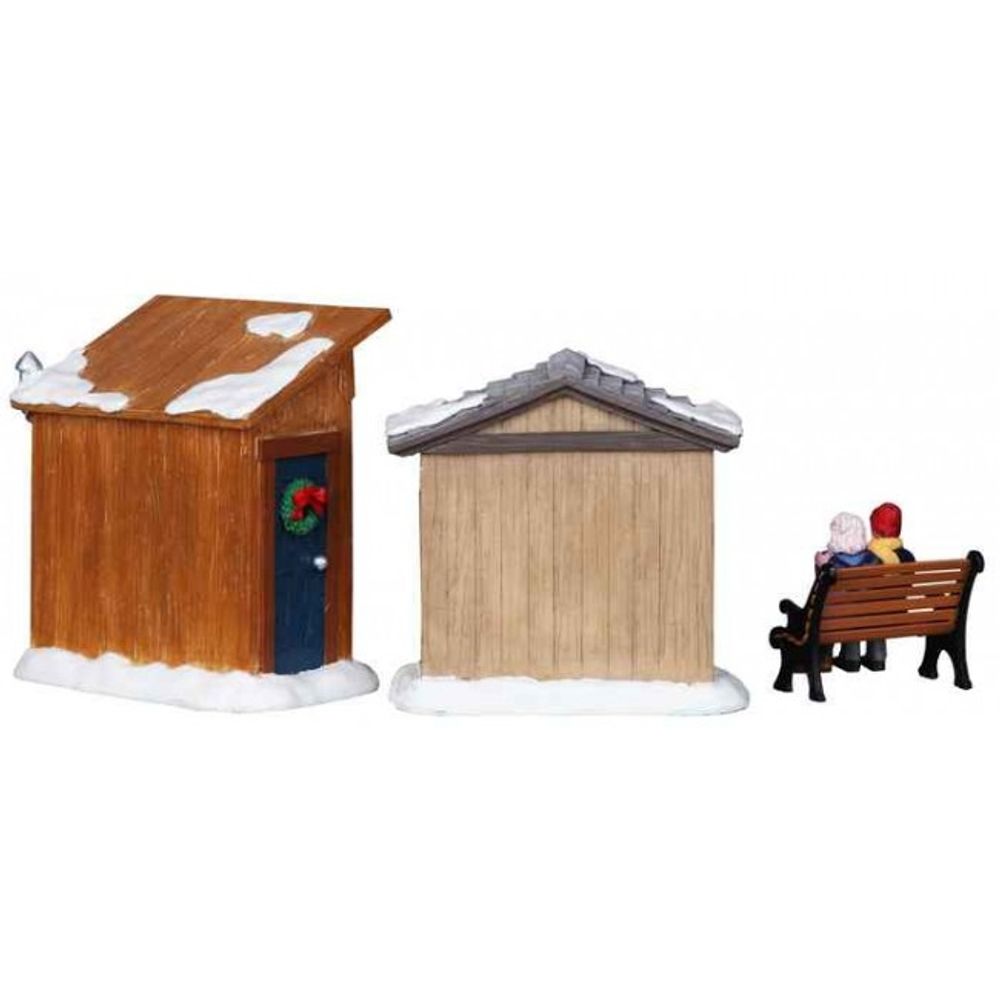 Scène de Noël : Stand de location de patins, ensemble de 3 éléments