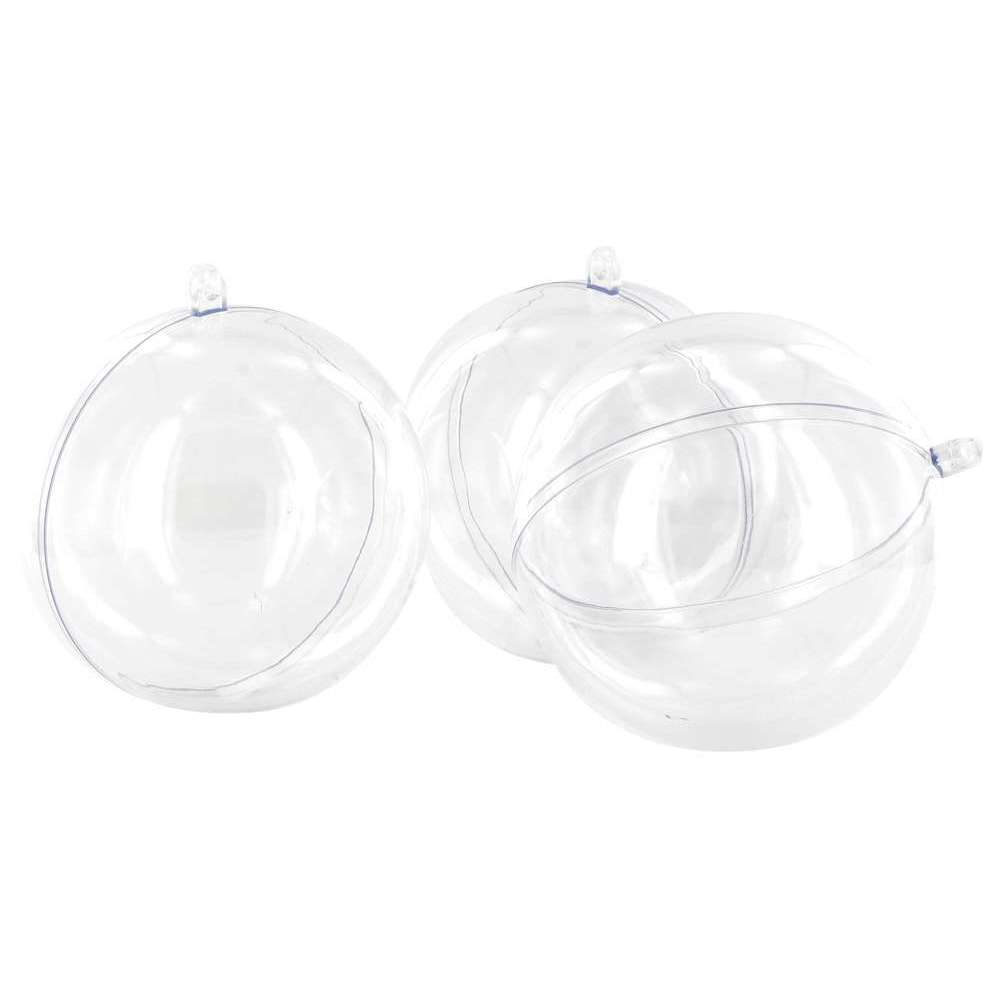 Set 3 boules plastique transparent 8 cm