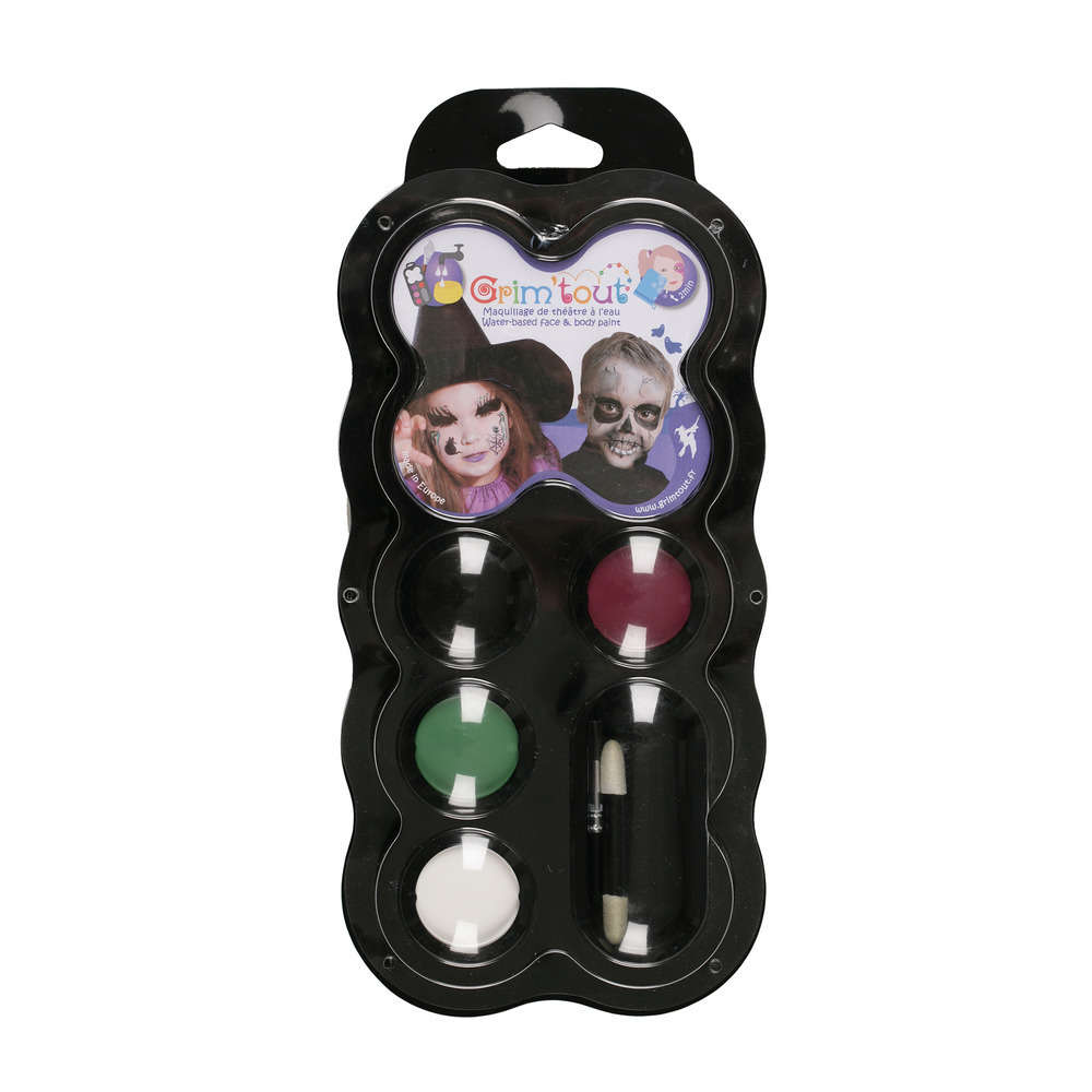 Maquillage GRIM'TOUT: Sorcière et squelette L. 30 x h. 19 cm