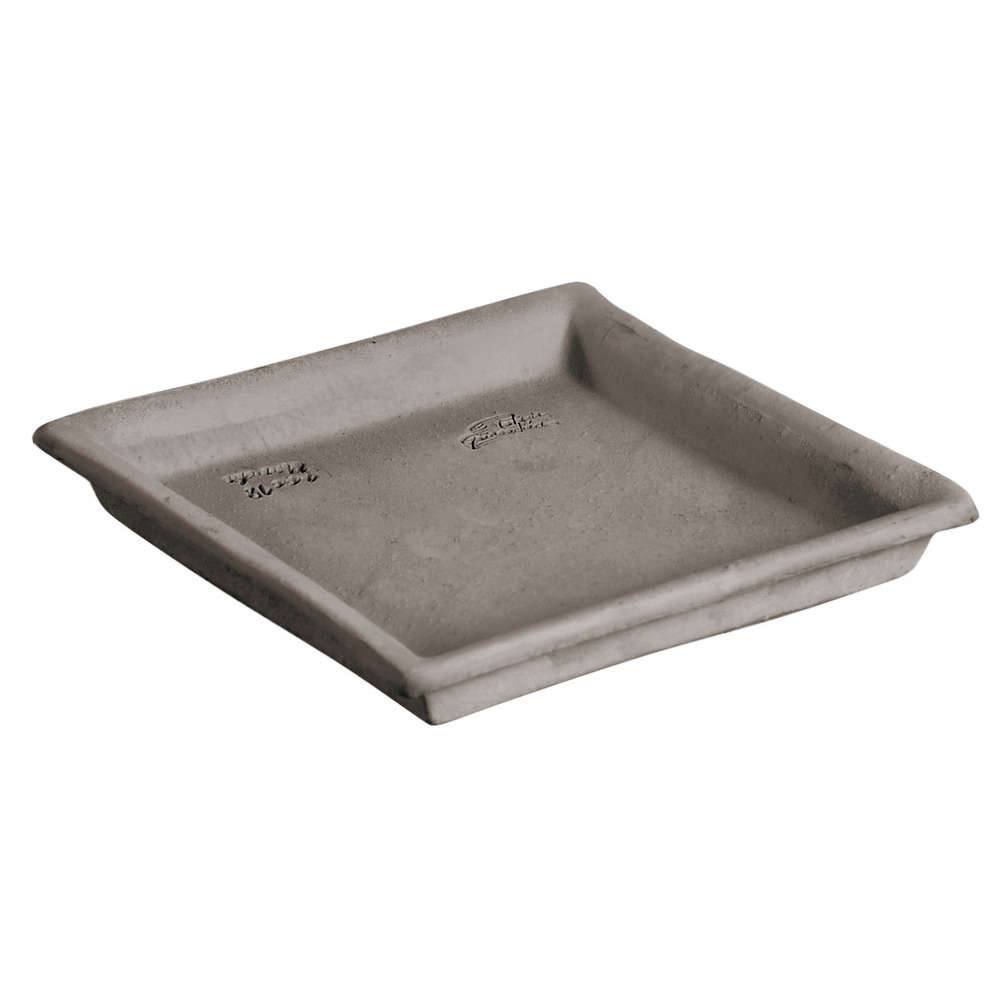 Soucoupe carrée en terre cuite grise L. 22 x l. 22cm