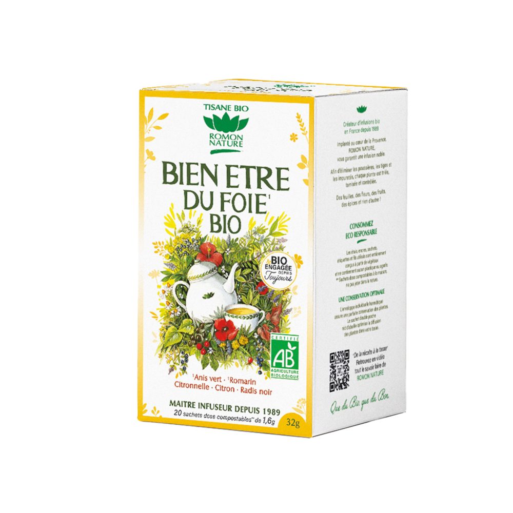 Boîte de tisane bio, bien-être du foie - 20 sachets