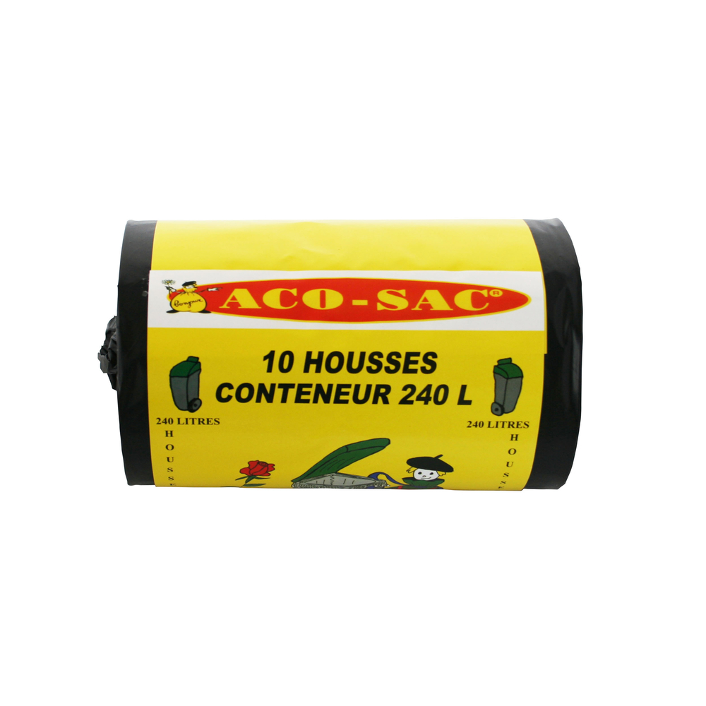 Housses conteneur : 240 litres noir 122 x 130cm