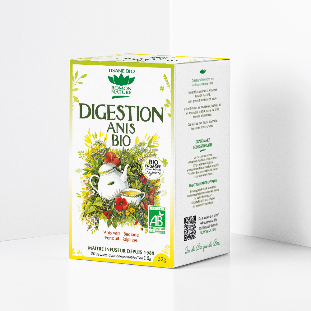 Boîte de tisane bio à l'anis, pour la digestion - 20 sachets