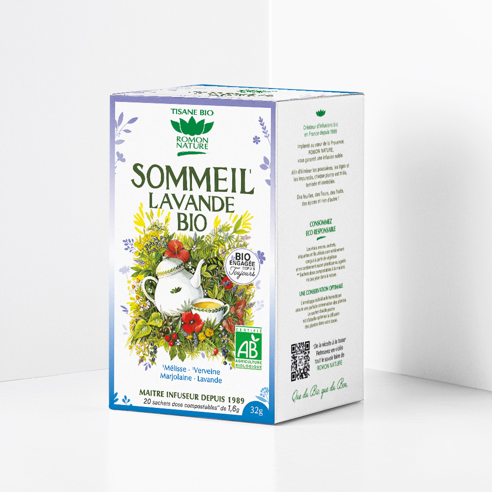 Boîte de tisane bio à la lavande, pour le sommeil - 20 sachets