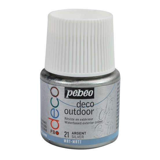 Peinture acrylique extérieure P.Bo deco, 45 ml - Argent