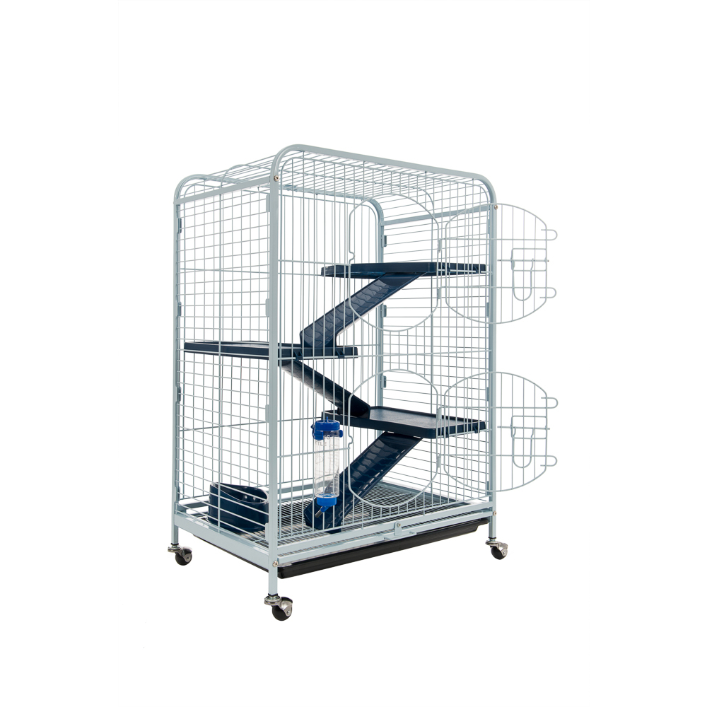 Cage Tower à 3 étages pour chinchilla,furet : blanc,bleu Hauteur 93cm