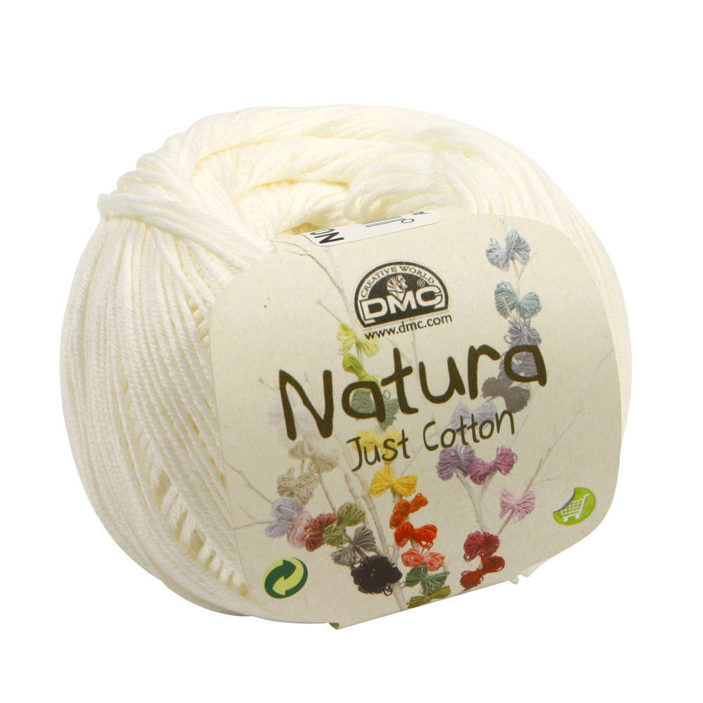 Pelote Natura en fil de coton ivoire pour aiguilles et crochet - 50 g
