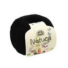 Pelote Natura en fil de coton noire pour aiguilles et crochet - 50 g