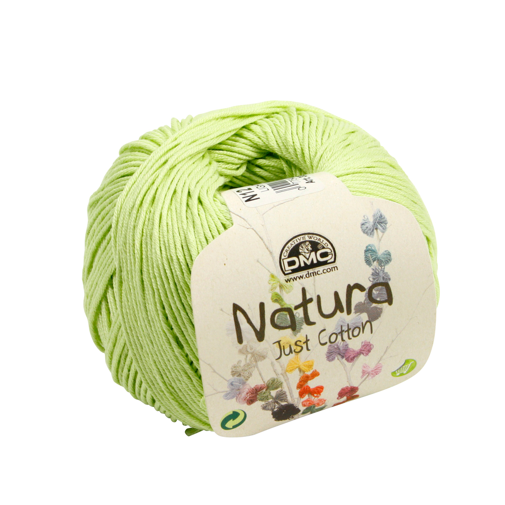 Pelote Natura en fil de coton verte pour aiguilles et crochet - 50 g