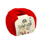 Pelote Natura en fil de coton rouge pour aiguilles et crochet - 50 g
