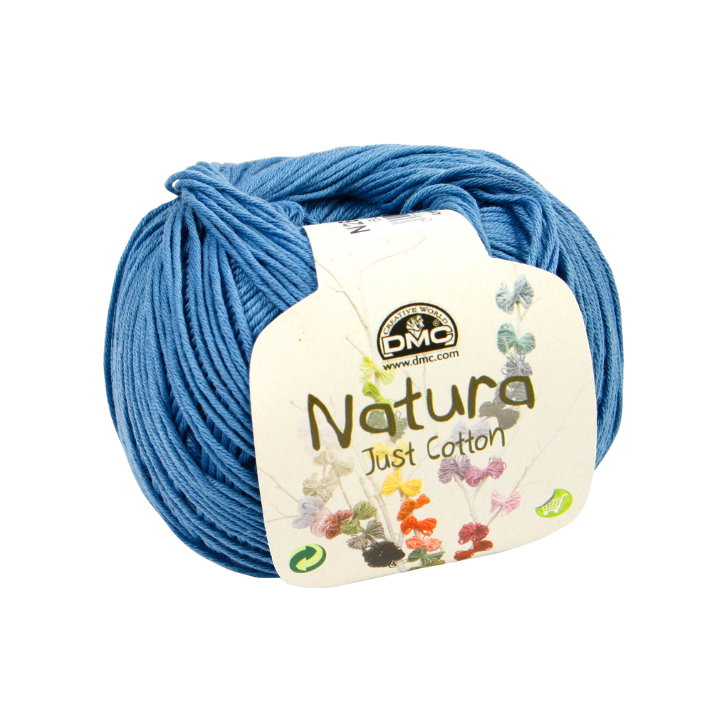 Pelote Natura en fil de coton bleue pour aiguilles et crochet - 50 g