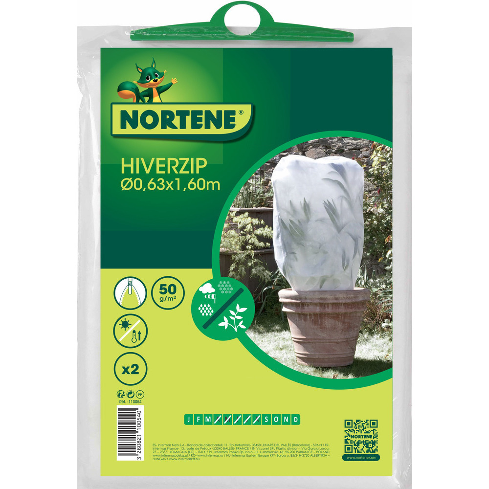 Nortene Housse d'hivernage HIVERZIP XL pour grandes plantes - 3 x 1 x 2,10  m 