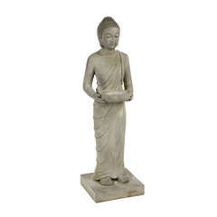 Décor de jardin : Buddha debout, coloris ciment H. 100 cm