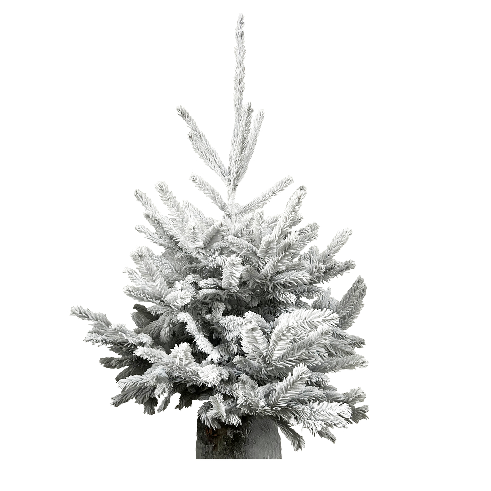 Sapin de Noël glacé Robin® - blanc : 110/125cm buché