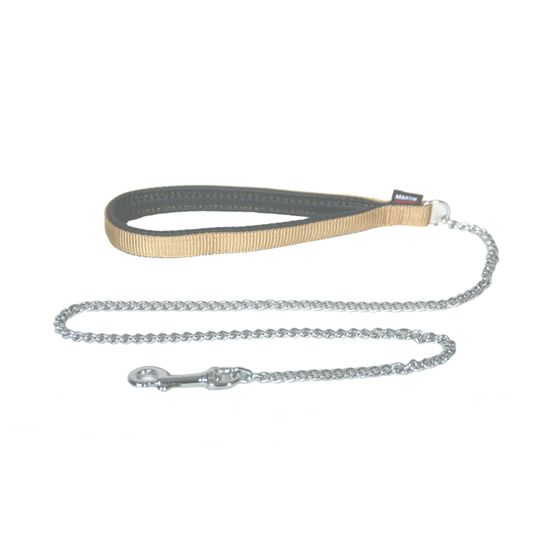 Laisse chaîne fine nylon 20mm - 100cm beige