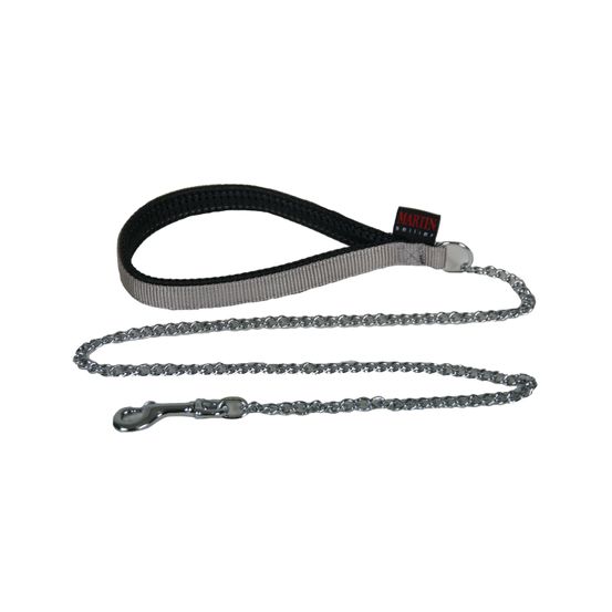 Laisse chaîne fine nylon 20mm - 100cm gris