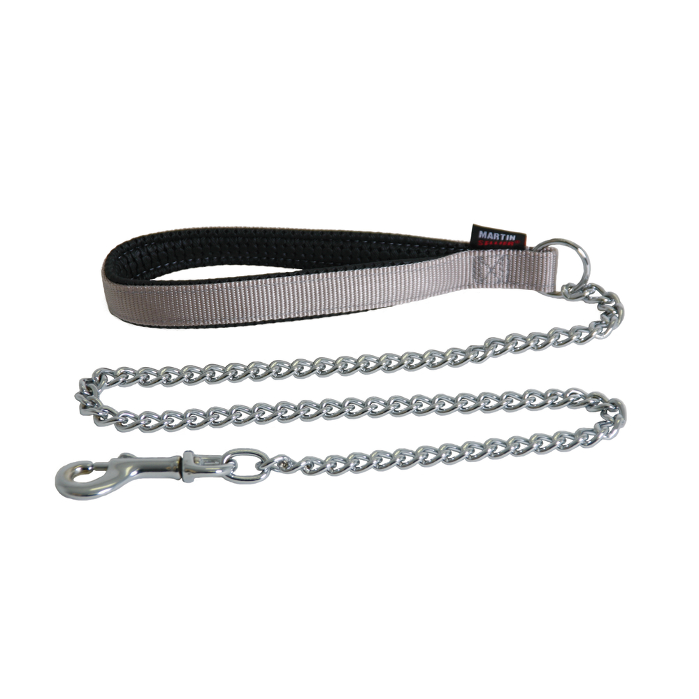 Laisse chaîne forte nylon 25mm - 100cm gris