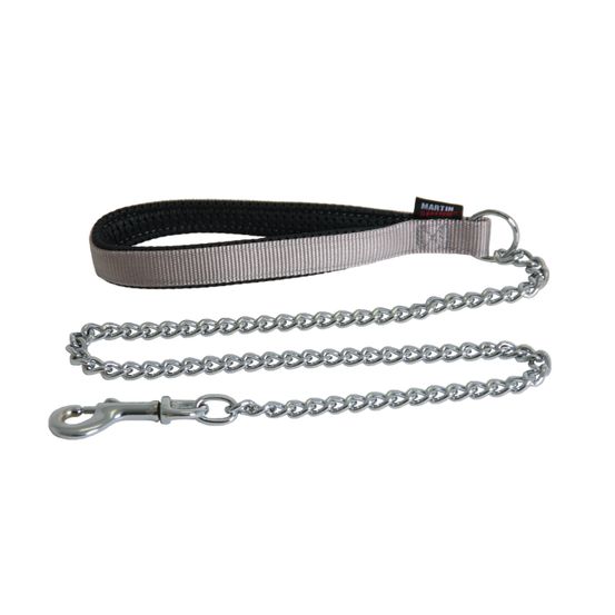 Laisse chaîne forte nylon 25mm - 100cm gris