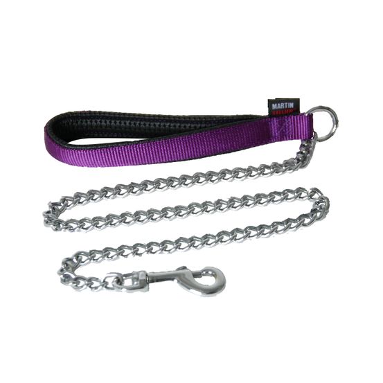 Laisse chaîne forte nylon 25mm - 100cm mauve