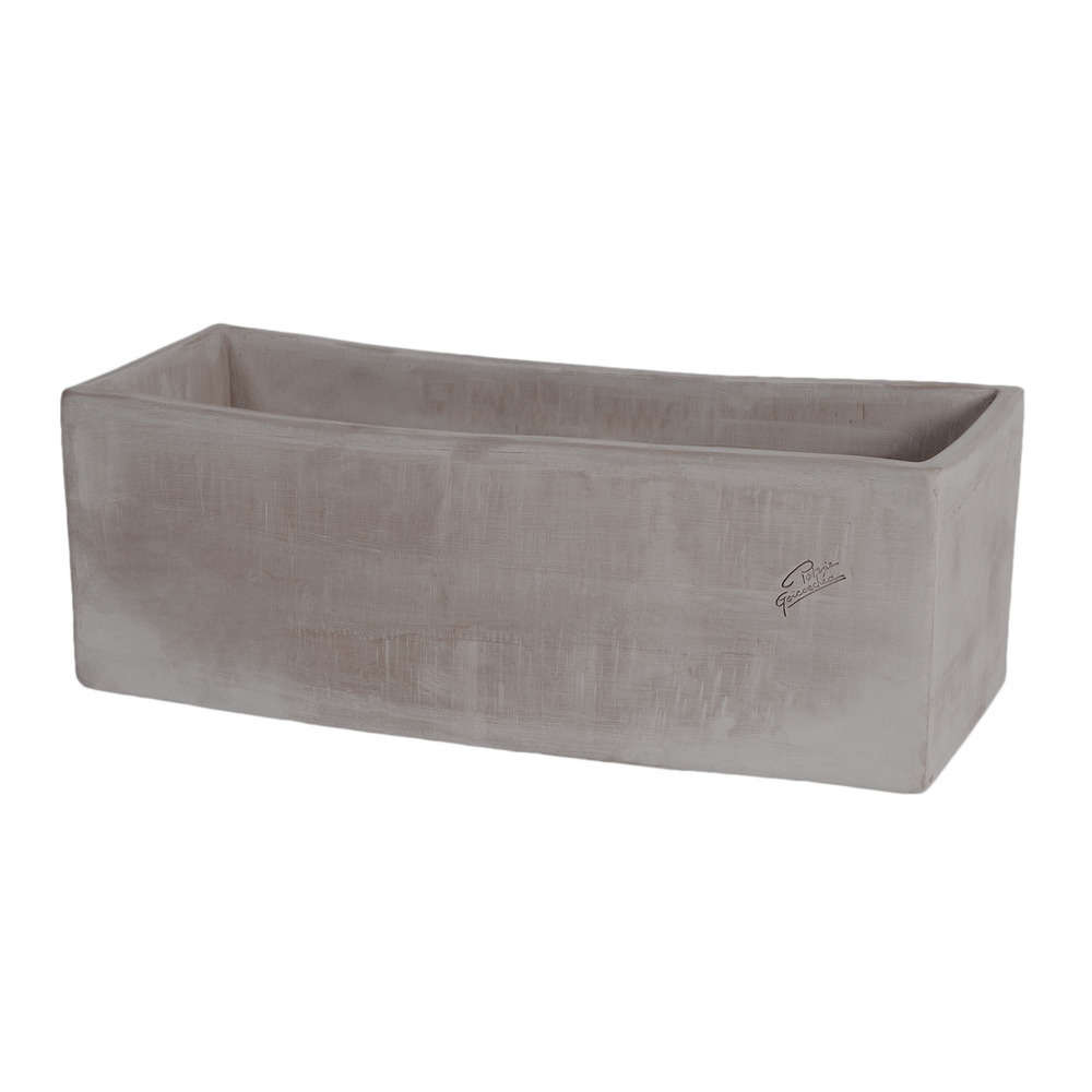 Jardinière contemporaine en terre cuite grise - 60x24x24cm