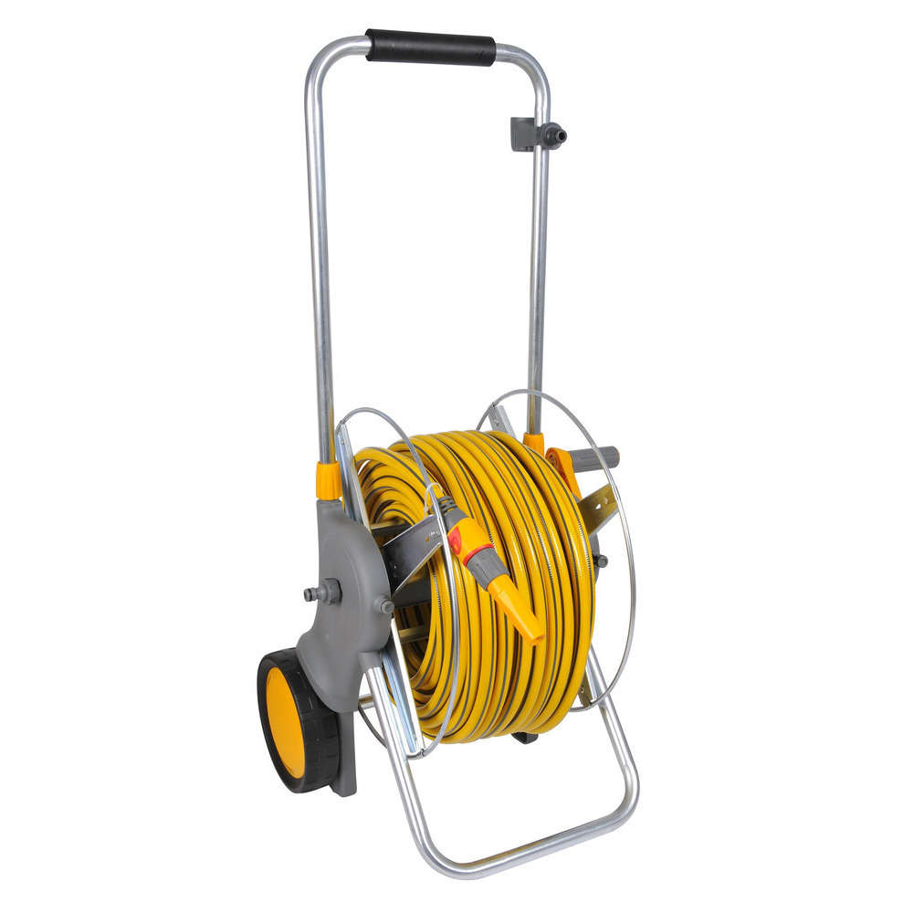 Chariot métal équipé de tuyau Flexi + Ø19 + lance : 30m