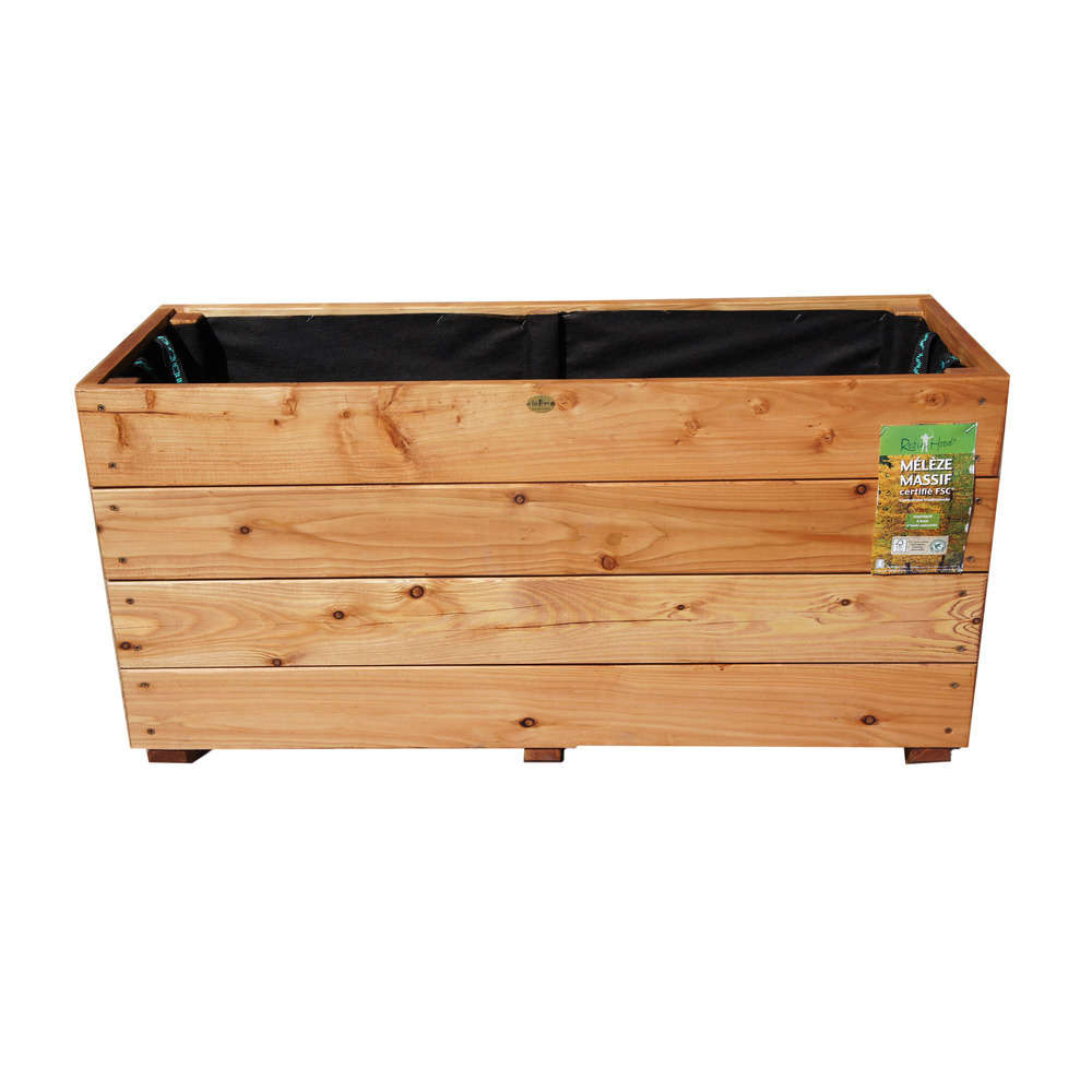 Bac rectangle City, en mélèze huilé certifié FSC® L.100 x 36 x H.50 cm