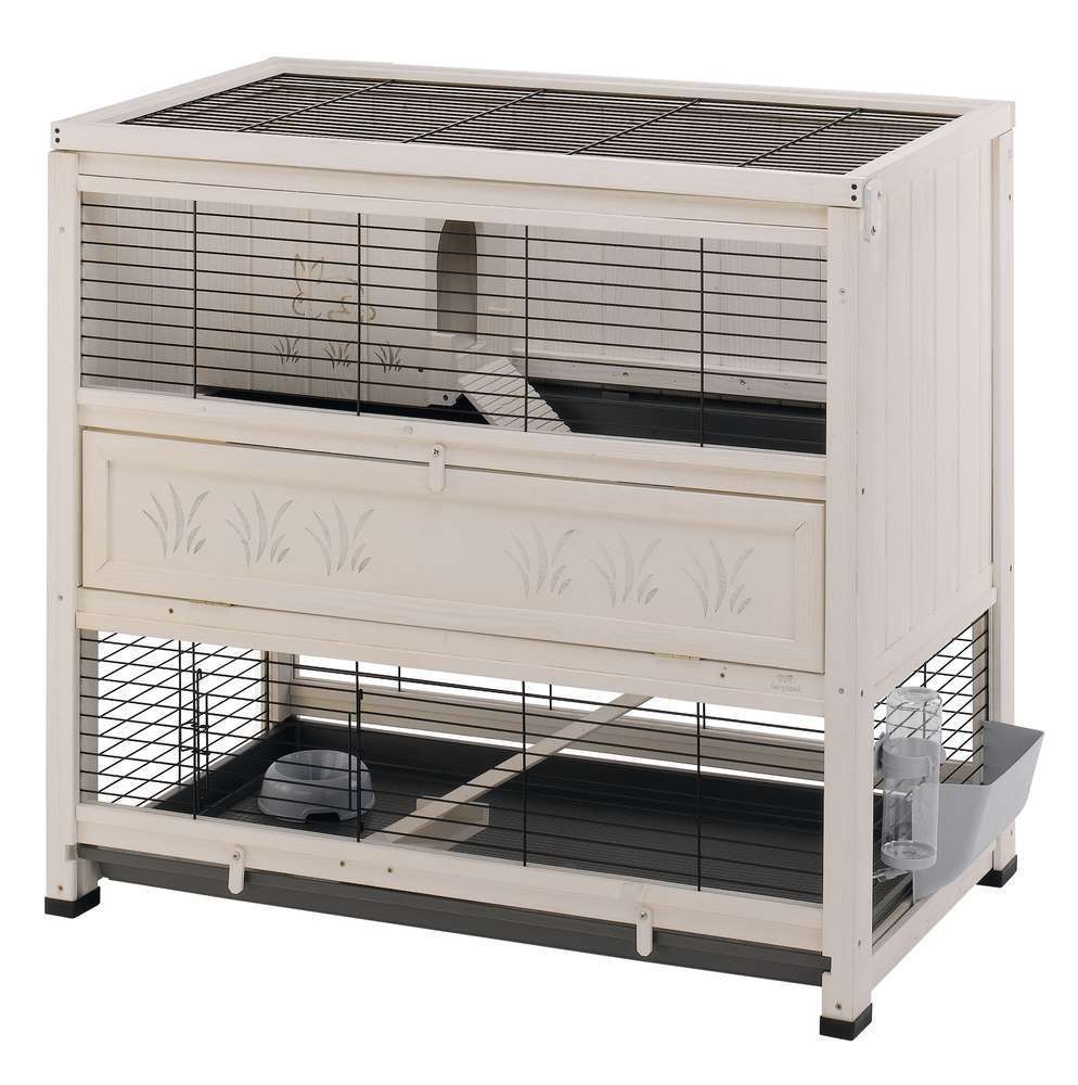 Clapier d'intérieur Cottage en bois blanc : L108xl59xH102,5cm