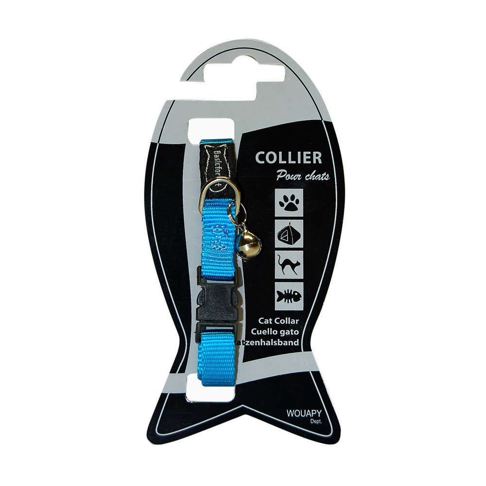 Collier chat Basic Line : Nylon, Bleu