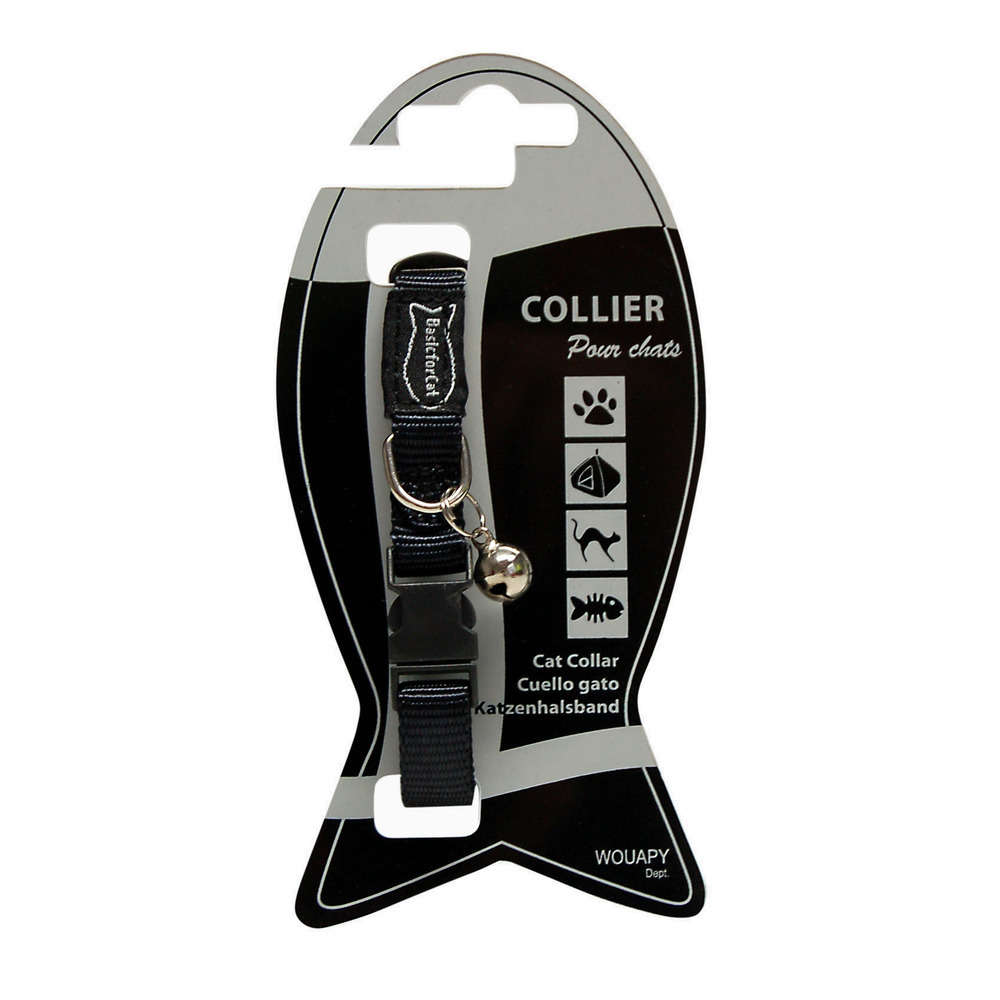 Collier chat Basic Line : Nylon, Noir