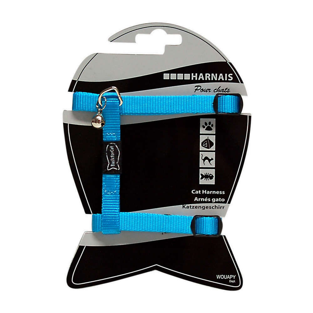 Harnais chat Basic Line : Nylon, Bleu